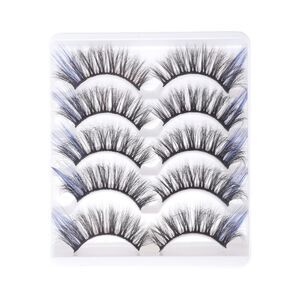 3D Mixed Color False Eyelashes Blue 5 Pair